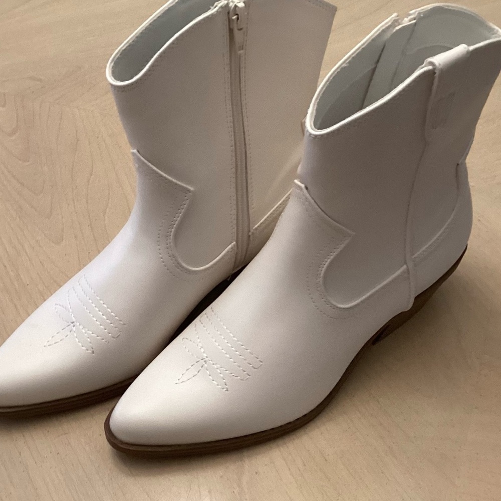 White Western Ankle Boots